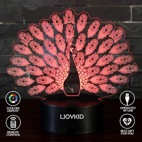 LOYKID 3D LED LED NOITE LUDERS - Ilusão de ótica 7 Cores Toque na mesa da mesa Lâmpada visual com controle remoto para presentes