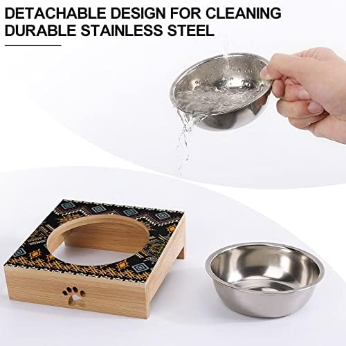 Bohoethnic Patternnic Dog Cat Bowl Aço inoxidável Anti -vômito alimentador de animais de estimação BONLES CARTOS Conjunto