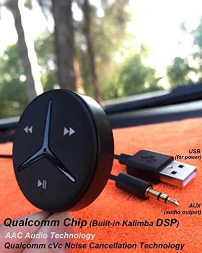 Aston Innovations Soundtek A1+ Bluetooth Car Kit com AAC para transmitir músicas que estão sem chamadas, adaptador aux Bluetooth