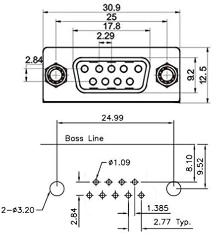 Jienk 10pcs DB9 RS232 D-Sub Kit de conectores de copo de solda serial de solda, juntas de ouro Rs232 Porta de solda serial de solda