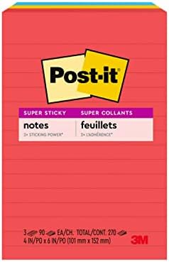 Post-it Super Sticky Notes, tamanhos variados, 13 almofadas, 2x o poder de aderência, primárias divertidas, cores