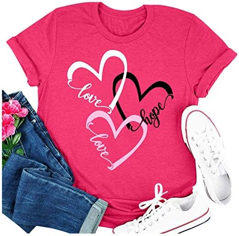 Bloups for Women Casual, Lady Valentine's Day's Love Impred Tee camise