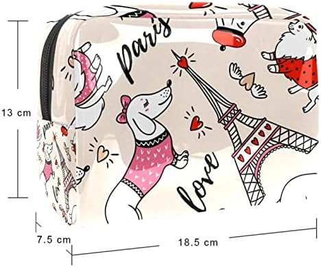 Bolsa de maquiagem à prova d'água, bolsa de maquiagem, organizador cosmético de viagem para mulheres e meninas, Eiffel Tower Cartoon
