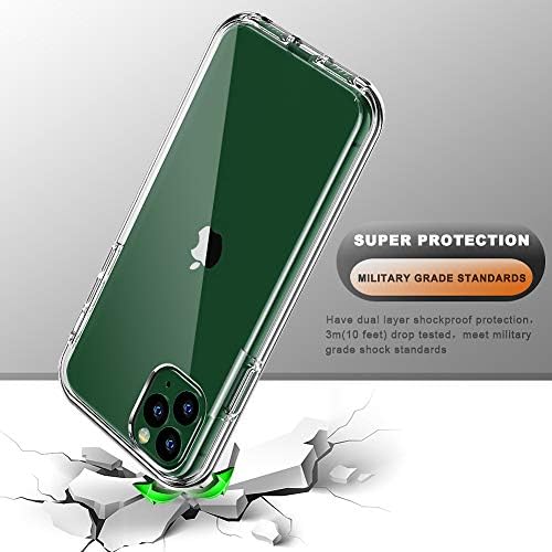 Coolqo Compatível para iPhone 11 Pro Case 5,8 polegadas, com [2 x Protetor de tela de vidro temperado] CLEAR 360
