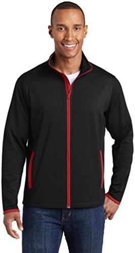 Jaqueta de Zip Full-Zip de Sport-Tek, preto/vermelho verdadeiro, pequeno pequeno