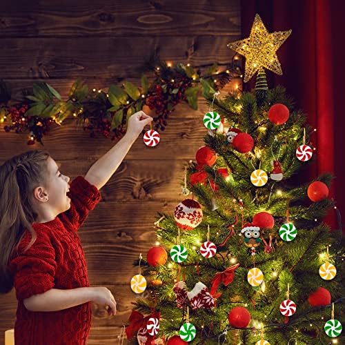 Ximishop 50pcs Decorações de árvores de doces de Natal Candy Lollipop Peppermint Christmas Ornamentos pendurados Decoração para materiais