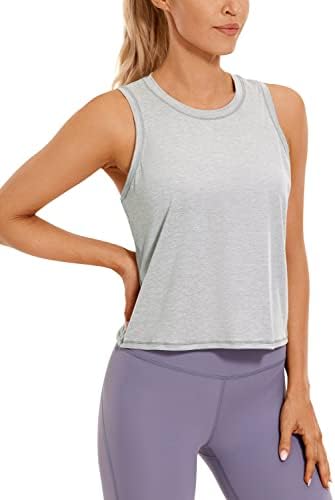 Crz Yoga feminino feminino tanque de panorcel tampa alta de pescoço alto tampa cortada tampas sem mangas Exercícios de corrida camisetas