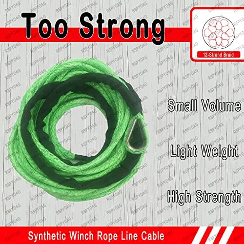 Rspyoag Winch corda corda sintética 5/16 '' x 50 ft 10000 lbs corda de guincho sintético com abrasão de manga protetora resistente a 4x4 veículos fora da estrada ATV UTV SUV, verde