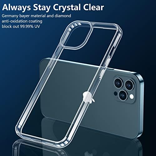 Wilbur projetado para iPhone 12 Pro Max Case Clear, anti-amarelo-amarelo transparente Bumpers protetores à prova de choques Casos