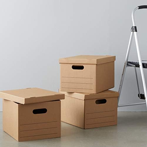 Basics Small Moving Boxes com tampa e alças - 15 x 10 x 12 polegadas, 20 pacote