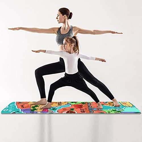 Exercício e fitness de espessura sem escorregamento 1/4 tapete de ioga com países do Oriente Médio mapa impressão para ioga pilates