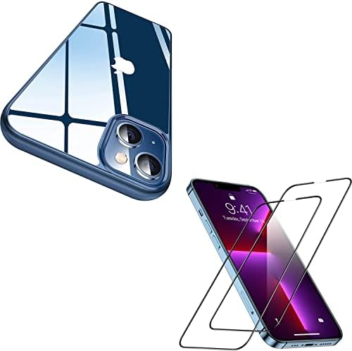 Casekoo para iPhone 13 Caixa azul cristalina e protetor de tela de vidro temperado