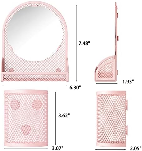 Espelho de armário magnético rosa svartur com 2 suportes de caneta magnética, espelho magnético para meninas, organizador do armário para trabalho, kit de acessórios para rosa para rosa para decoração de armário, ginástica, geladeira