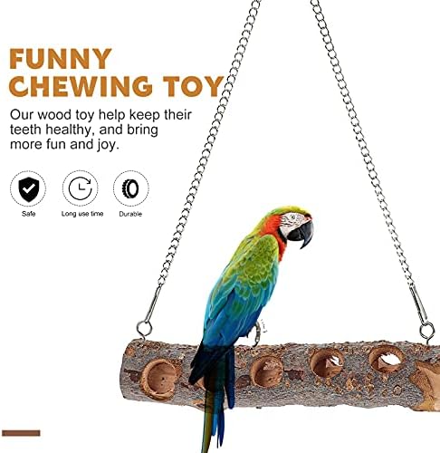 Balacoo Wood Bird Pold Parrot Stand Stands Birds Stand Pólo Pólo Permanente Moagem Pata Raminhos pendurados CAGA CHEWABLE