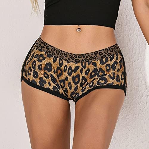 Elástico listrado feminino sexy ioga leopardo boxer shorts shorts ioga tan
