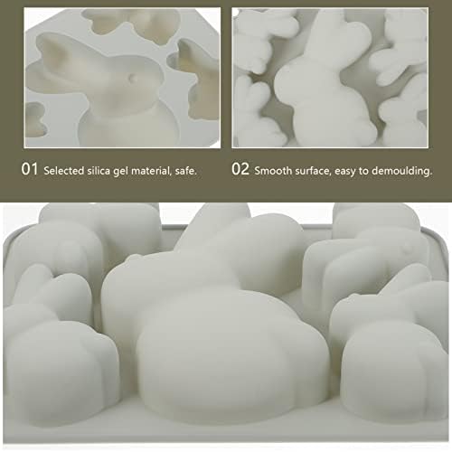 Moldes de resina grande AMOSFUN Moldes grandes de silicone 3D Páscoa coelho de coelho silicone Diy Candy Baking Moldes de