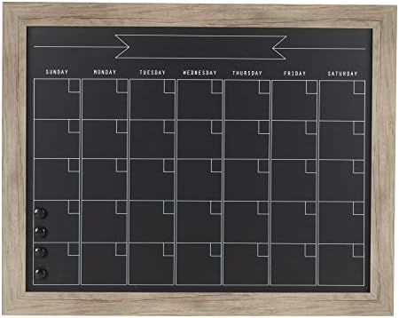 Designovation Beatrice emoldurado pelo calendário mensal do quadro magnético, 23x29, marrom rústico