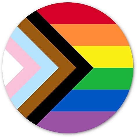 Progresso artesanal Progresso Pride Rainbow Sinalizador de bandeira | Mostre seu amor pela família LGBT com este decalque de vinil em seu laptop, pára-choques de carro ou hidrocas