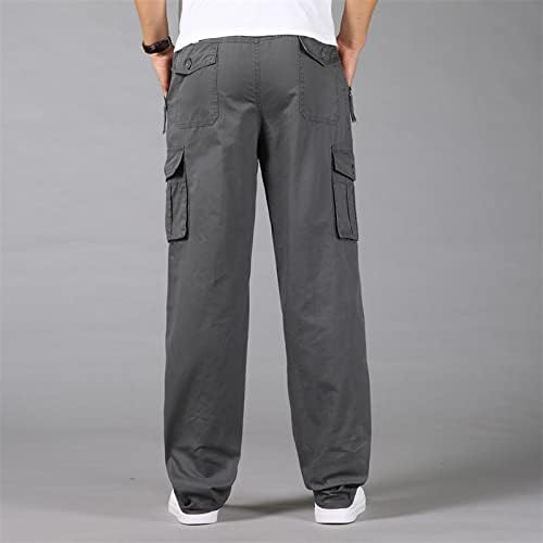 Douhen Slim Fit Cargo Pants para homens Algodão de algodão de tamanho grande bolso de bolso calça elástica de cintura geral