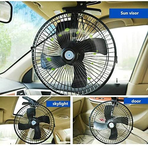 Ventilador 8''Car com plugue de isqueiro, 12V poderoso ventilador de carro de clipe de 2 velocidades de 2 velocidades