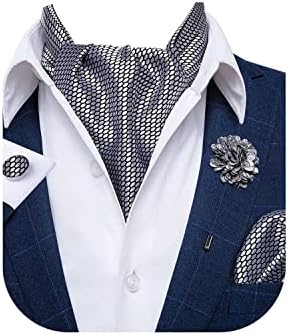 DiBangu 4 PCs Ascot laços para homens, Jacquard Cravat Ascot Tie Pocket Pollowlinks Squufllinks com pino de lapela floral