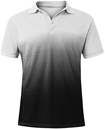 Wenkomg1 lapela de manga curta Henley camisas para homens esportes de gradiente esportivo de shirt button no top