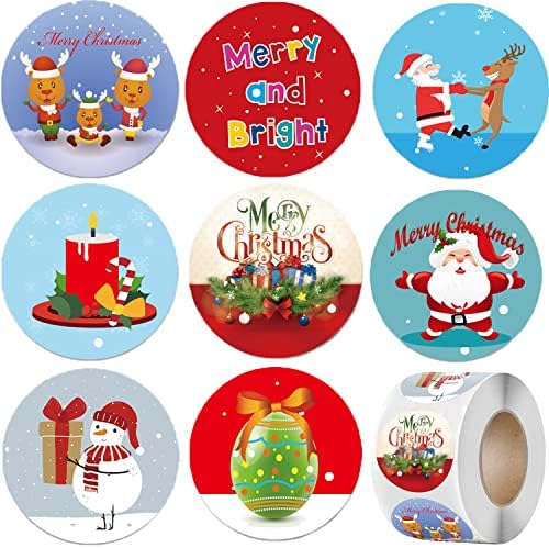 HOHAMN 500pcs adesivos de Natal para crianças, 1,5 polegada 8 Designs Rodados de Natal Adesivos para a decoração de festas de Natal Artes e ofícios e sacos de brindes