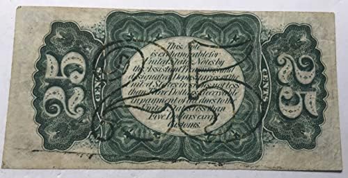 1863 25c 25 centavos William Fessenden 3ª edição da moeda fracionária da moeda postagem verde de volta
