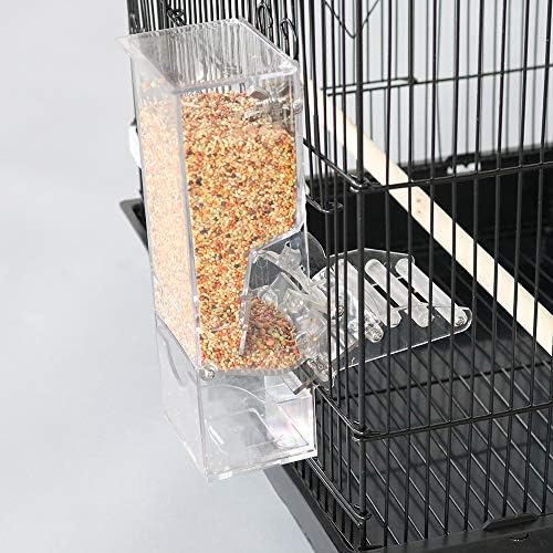 Alimentador automático de sementes de pássaros com poleiro, instalação livre gratuita de acrílico transparente papagaio