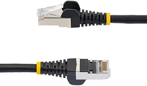 Startech.com Cabo Ethernet de 25 pés CAT6A - Halogênio zero de baixa fumaça - 10 gigabit 500MHz 100W Poe RJ45 S/FTP Black Patch Cord Cordless w/alívio de tensão