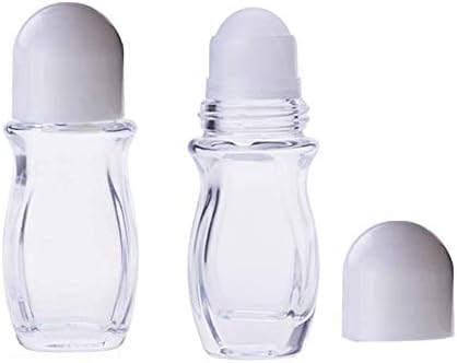 2 PCs 1oz /30 ml Clear Roll-on Garrafas de vidro recarregável Rolo reabastecido em garrafas reutilizáveis ​​Roldes de massagem