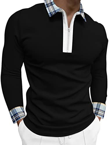 ZDDO 2022 Novas camisas de pólo para homens, manga longa de manga xadrez colarinho de golfe tops de rua de streetwear