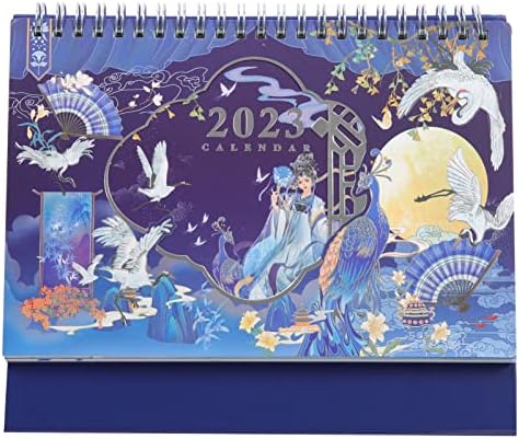 4pcs Tempo Rabbit Sala de aula, agendas The Office Desk Daily Chinese Blue School, Planejador dobrável Estilo escolar Os organizadores de decoração calendários tradicionais em casa em casa