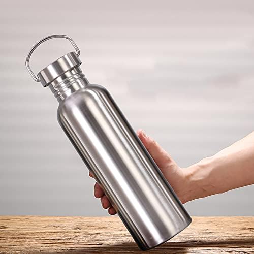 2 peças esportam garrafa de água 17 oz e 34 oz de aço inoxidável esportes de água garrafas de água isoladas de prata com