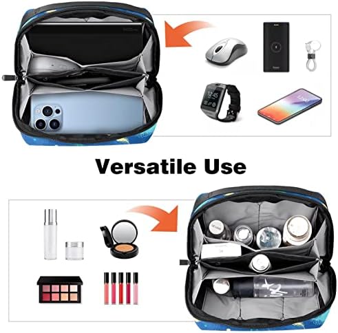 Bolsa de organizador eletrônico portátil Bolsa Bolsa Pavão de Viagem de Viagem de Cable para discos rígidos, USB, cartão SD, carregador, banco de energia, fone de ouvido