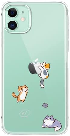 Fancycase iPhone 11 Case -Design de gato de corte adorável Cartoon Animal Pattern Flexible TPU Protetive Clear Case