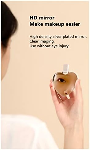 Boofire Small Heart Handheld Mirror, capa de couro PU espelho de aço inoxidável Anti queda