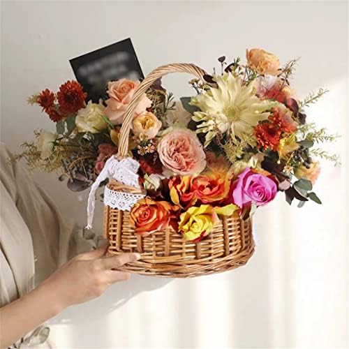 Dloett Basket Flower Wicker Terceneiro Lidar com Cedas de Cedas de Cedas Casamentos para Piquennics Rattan lida com madeira