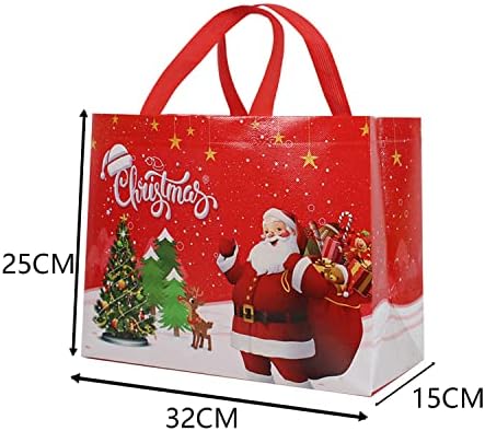 9pcs sacolas de presente de natal ， sacolas reutilizáveis ​​com alça, bolsas de presente bolsas de presente de Natal sacolas de Natal não tecidas | 3 cores （Vermelho, azul, verde) tamanho 12,5x 9,8 x 5,9 pol.