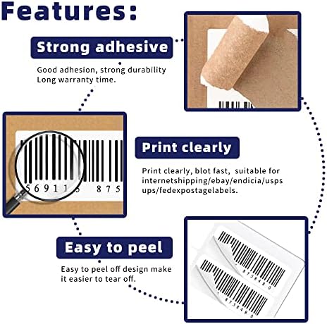 Polissells Auto adesivo 2 x4 Ejete com etiquetas de remessa, etiqueta branca 10up rótulos FBA, jato de tinta/impressora a laser compatível, 10 rótulos/folha, 100 folhas/1000 rótulos