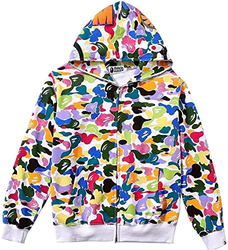 Sldiann Shark Camo Bape Hoodie Homens Menas Mulheres Zipper Fashion Fashion Hip Top Sweatershirt Unisex