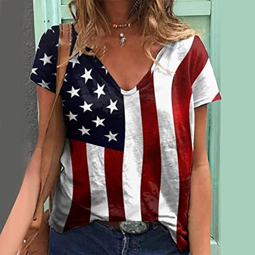 4 de julho Camisas para mulheres Casual Casual American Tir shir
