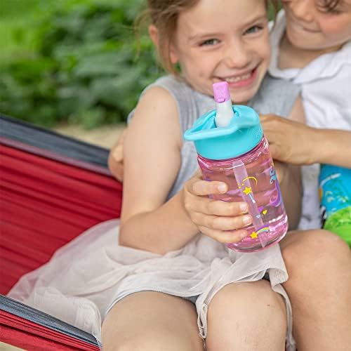 Ecovesel Splash Tritan Plastic Kids Water Bottle com palha, palha à prova de vazamento da tampa superior e carregamento de copos