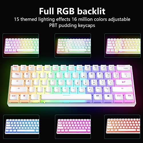 Teclado Gamakay 61 PRO WIDED GAMING 60 % White Hot Swappable Keyboard Mechanical com RGB LIGADA NKRO PARA MAC/PC