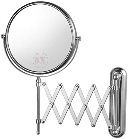 Espelho de barbear montado na parede larro - cabeça rotativa de 360 ​​°, espelho de vaidade com ampliação de 1x e 5x
