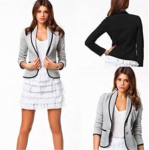Andongnywell Moda feminina de cor sólida casaco comercial Blazer Tops de manga longa Slim Jacket Outwear