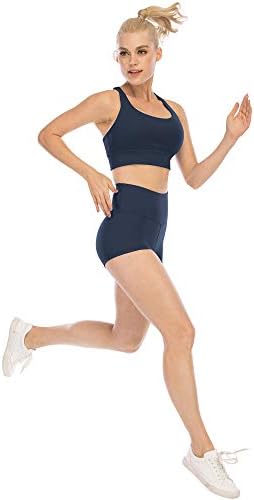 Shorts de spandex de cintura alta athvotar para mulheres, shorts de motociclista de yoga de treino de espólio