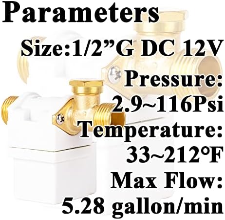 Qolekog 1/2 dc 12V Válvula elétrica de solenóide de água normalmente fecha