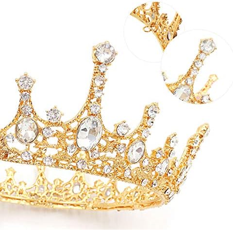 Nodg Gold Crowns for Women Gold Queen Tiaras for Women Crystal Wedding Crown for Women Tiaras de aniversário vintage