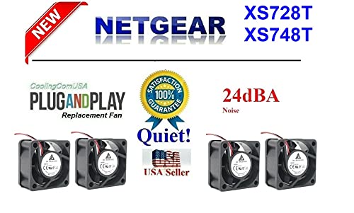 4 Pacote de fãs de versão silenciosa de resfriamento extra-resfriamento compatível com fã do Netgear XS728T